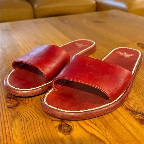 Freebird Red Leather golden Sandals - Picture 4 of 12